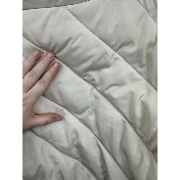 Zara Puffer Jacket Women Medium Beige Cropped Preppy Minimalist Full‎ Zip - Picture 8 of 13